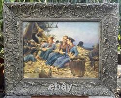 Tableau Peinture ancien Huile Signé Encadré/Luigi SCAFFAI(1837-1899)/Painting