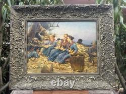 Tableau Peinture ancien Huile Signé Encadré/Luigi SCAFFAI(1837-1899)/Painting