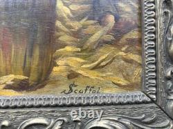 Tableau Peinture ancien Huile Signé Encadré/Luigi SCAFFAI(1837-1899)/Painting