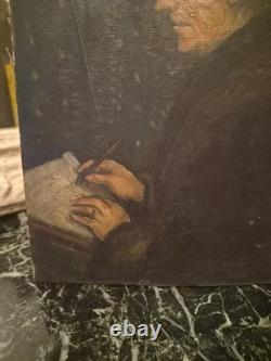 Tableau Portrait D'homme Ancien Huile Sur Carton XIXe s Peinture Signée