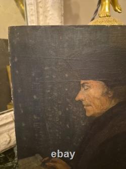 Tableau Portrait D'homme Ancien Huile Sur Carton XIXe s Peinture Signée