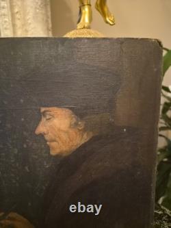 Tableau Portrait D'homme Ancien Huile Sur Carton XIXe s Peinture Signée