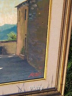 Tableau Provençal ancien, signé Rossi, Huile sur panneau, paysage. Peinture