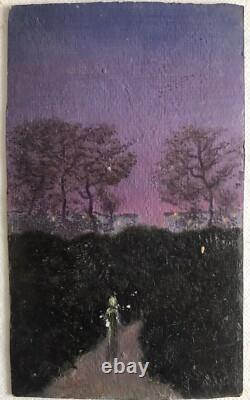 Tableau Rare Ancien Huile Carton Nocturne Dominique Irma Dalozo (1930-1990)