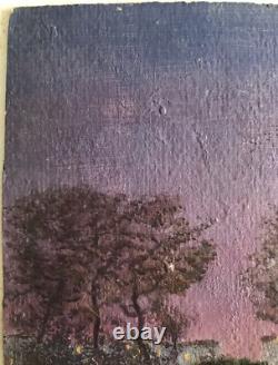 Tableau Rare Ancien Huile Carton Nocturne Dominique Irma Dalozo (1930-1990)