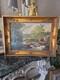 Tableau XIXe Huile Sur Toile Ancienne Fleuve De Campagne Sign&eacute;e Cadre Empire