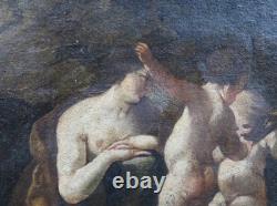 Tableau ancien 17ème vanité memento mori marie st jean baptiste école italienne