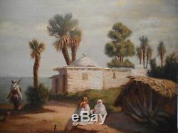 Tableau ancien 19 siècle oriental peinture orientaliste Bouzareah Alger Algérie