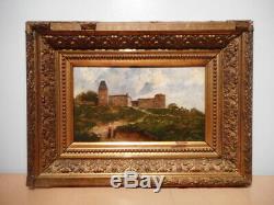 Tableau ancien 19 siècle peinture Charles MONTLEVAULT paysage peintre lyonnais