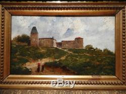 Tableau ancien 19 siècle peinture Charles MONTLEVAULT paysage peintre lyonnais