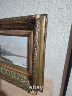 Tableau ancien 19e signé Julien Feron huile/toile cadre doré antique painting