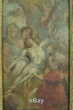 Tableau ancien Baroque Religieux flamand ascension Christ ange Van Dick 17 ème