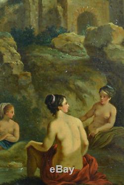 Tableau ancien Baroque hsp Cornelis van POELENBURGH Diane nue au bain 17e rare