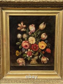 Tableau ancien. Bouquet de Fleurs. Peinture huile sur toile. A Restaurer Tableau ancien. Bouquet de Fleurs. Peinture huile sur toile. A Restaurer