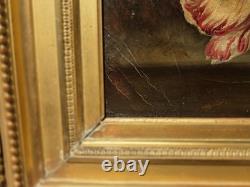 Tableau ancien. Bouquet de Fleurs. Peinture huile sur toile. A Restaurer