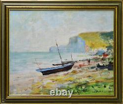 Tableau ancien, Charles Pelletier 1922-2005. Etretat