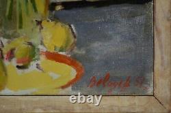 Tableau ancien, Constantin Belayeff XX? Siecle. Fleurs et coupe de fruits