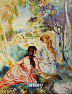 Tableau ancien D'apres Renoir Les Deux Jeune Filles