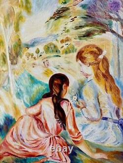 Tableau ancien D'apres Renoir Les Deux Jeune Filles