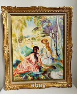 Tableau ancien D'apres Renoir Les Deux Jeune Filles