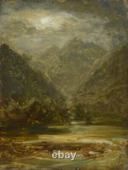 Tableau ancien, École Française 19? Siècle. Paysage de montagne
