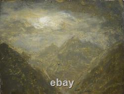 Tableau ancien, École Française 19? Siècle. Paysage de montagne