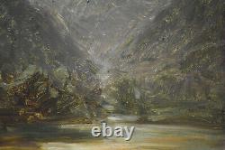 Tableau ancien, École Française 19? Siècle. Paysage de montagne