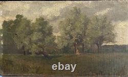 Tableau ancien Ecole Impressionniste Jeune Femme Sous Un Arbre, Circa 1890