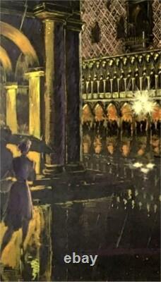 Tableau ancien Émile Bolle-Reddat Venise Tempera sur papier signée et datée 1962