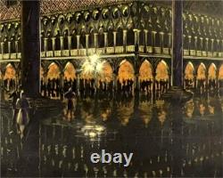 Tableau ancien Émile Bolle-Reddat Venise Tempera sur papier signée et datée 1962