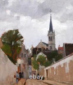 Tableau ancien Gabriel Deneux paysage ville impressionnisme