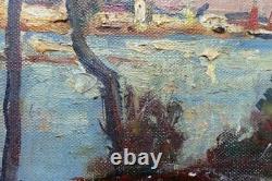 Tableau ancien Georges Souillet 1861-1947 Paysage Mer Bretagne Impressionniste