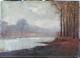 Tableau ancien, HSC, Matin brumeux, Bord d'&eacute;tang, sign&eacute; &agrave; identifier, 1920-30