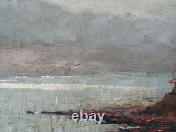 Tableau ancien, HSC, Matin brumeux, Bord d'étang, signé à identifier, 1920-30