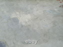 Tableau ancien, HSC, Matin brumeux, Bord d'étang, signé à identifier, 1920-30