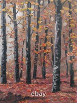 Tableau ancien, HSC, Matin brumeux, Bord d'étang, signé à identifier, 1920-30