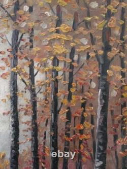 Tableau ancien, HSC, Matin brumeux, Bord d'étang, signé à identifier, 1920-30