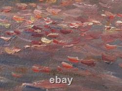 Tableau ancien, HSC, Matin brumeux, Bord d'étang, signé à identifier, 1920-30