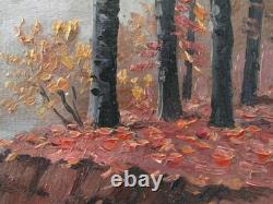 Tableau ancien, HSC, Matin brumeux, Bord d'étang, signé à identifier, 1920-30