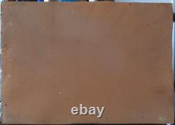 Tableau ancien, HSC, Matin brumeux, Bord d'étang, signé à identifier, 1920-30