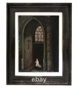 Tableau ancien HSP Intérieur Eglise école Française début XXe siècle