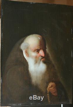 Tableau ancien HSP Portrait de moine Anonyme