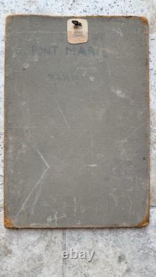 Tableau ancien HSP René KARBOWSKY (1883-) Vue Pont Marie Paris Huile s panneau