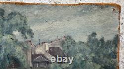 Tableau ancien HSP René KARBOWSKY (1883-) Vue Pont Marie Paris Huile s panneau