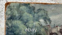 Tableau ancien HSP René KARBOWSKY (1883-) Vue Pont Marie Paris Huile s panneau