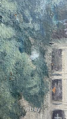 Tableau ancien HSP René KARBOWSKY (1883-) Vue Pont Marie Paris Huile s panneau