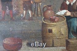 Tableau ancien HSP Scène d'auberge Anonyme Peinture flamande