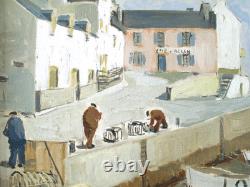 Tableau ancien HST, Bretagne, Morbihan, Quiberon, Marcel-Georges Hue (1907-1996)