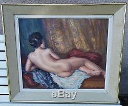 Tableau ancien. HST Femme nue couchée par Albert GENTA (1901-1989)