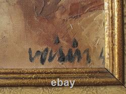 Tableau ancien HST Jeune fille, fillette aux boucles blondes, 1941, signé